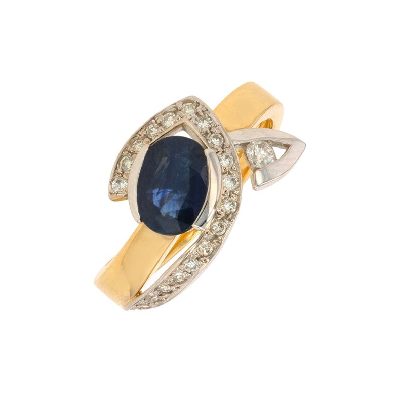 Bague saphir 0.99 carat et diamants 0.19 carat 2 ors 6.04g Comme neuf -  reconditionné disponible sur Gemme Les Bijoux